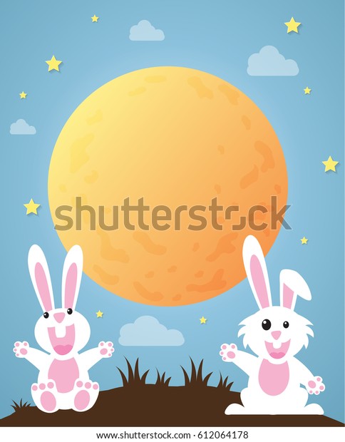 Rabbit and surface of\
the full moon.vector