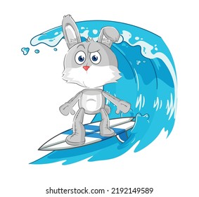 the rabbit surfing character. cartoon mascot vector