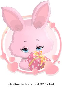 rabbit surrounded by hearts