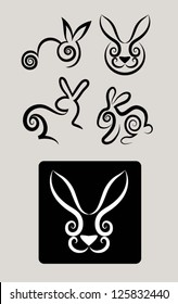 Rabbit symbol 1. Simple line rabbit drawing. Use for logo, symbol or any design you want. Easy to change color