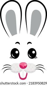 The rabbit is the symbol of 2023. Kawaii Rabbit face. Vector illustration