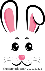 The rabbit is the symbol of 2023. Kawaii Rabbit face. Vector illustration