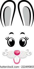 The rabbit is the symbol of 2023. Kawaii Rabbit face. Vector illustration