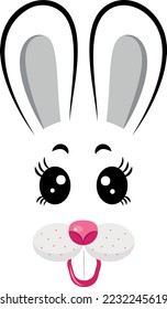 The rabbit is the symbol of 2023. Kawaii Rabbit face. Vector illustration