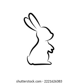 Rabbit symbol. Hare sign. Hare, rabbit icon. Animal silhouette. Vector minimalist illustration.