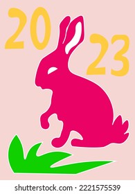 Rabbit, symbol of the new year 2023, illustration, vector