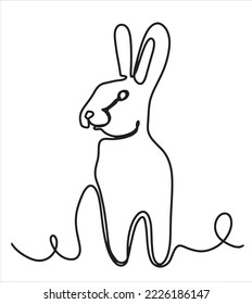 Rabbit symbol of the new year 2023 in a linear style. Cute hare for new year and easter. Chinese New Year card. Vector holiday illustration.