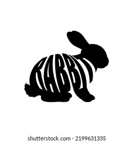 Rabbit symbol with text. Isolated on white