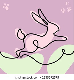 Kaninchen als Symbol des Jahres nach dem chinesischen Kalender in einer festen Linie. Weihnachtszeit