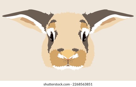 Rabbit symmetrical in spots, animal head, vector isolated.