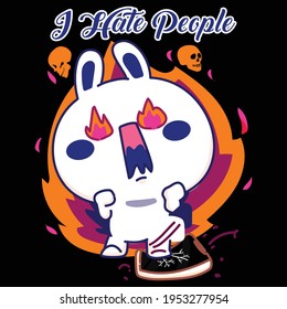 Rabbit T shirt ( I HATE PEOPLE) template vector. This artwork is looking great on print and web. Hopefully you will like it. Thanks