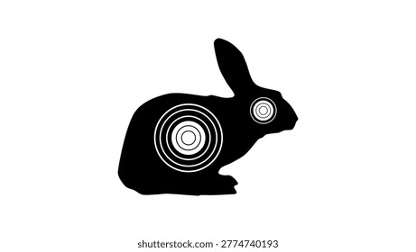 rabbit Target, black isolated vector silhouette
