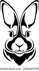 Rabbit tattoo, tattoo illustration, vector on a white background.