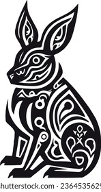 
conejo con estilo de ilustración del vector del tatuaje