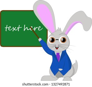 Rabbit Teacher Vector  - Vector cartoon of a funny professor rabbit - Vector
