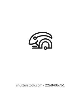 rabbit tech it silhouette black logo concept template