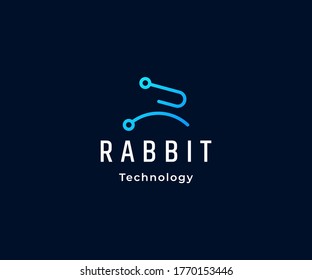 Rabbit technology logo design vector template