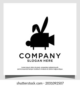 rabbit technology media logo design vector