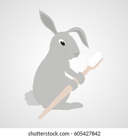 Rabbit teeth brush vector image