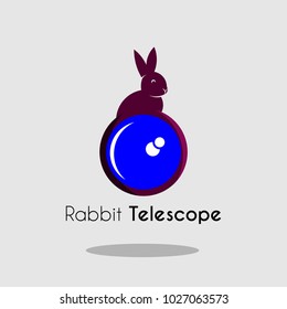 rabbit and telescope logo design with flat style 