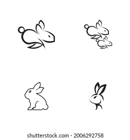 Diseño de ilustración de icono de vector de plantilla de conejo