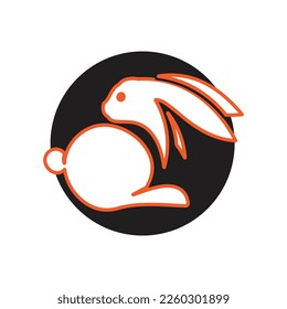 Diseño de ilustración de icono de vector de plantilla de conejo