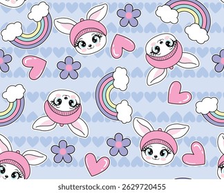 rabbit texture love rainbow cute
