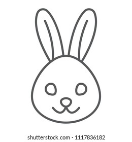 Rabbit thin line icon, animal and zoo, bunny sign vector graphics, a linear pattern on a white background, eps 10.