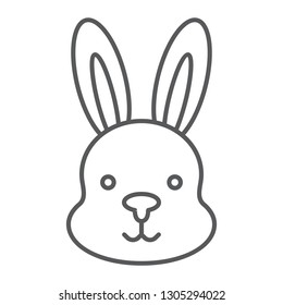 Rabbit thin line icon, hare and animal, bunny sign, vector graphics, a linear pattern on a white background, eps 10.