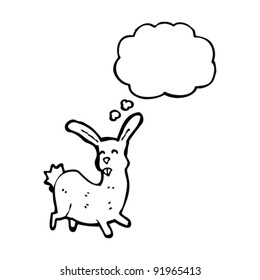 rabbit with thought bubble cartoon