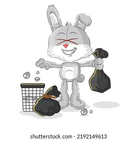 the rabbit Throw garbage mascot. cartoon vector