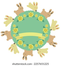 Rabbit title frame template design vector material no text ornaments