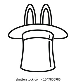 Rabbit top hat icon. Outline rabbit top hat vector icon for web design isolated on white background