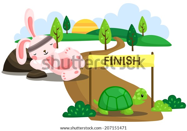 Rabbit Tortoise Stock Vector (Royalty Free) 207151471