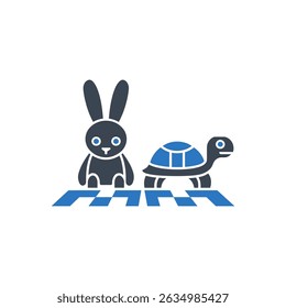 Rabbit tortoise race Icon Isolated On White Background