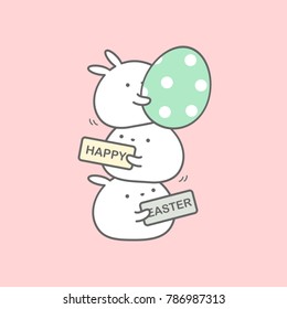 Rabbit Tower Holding Easter Egg and Sign