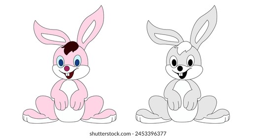 Rabbit toy. Fluffy bunny. Vector illustration