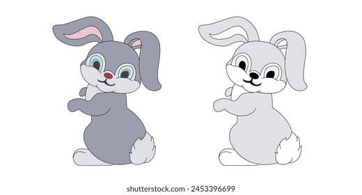 Rabbit toy. Fluffy bunny. Vector illustration