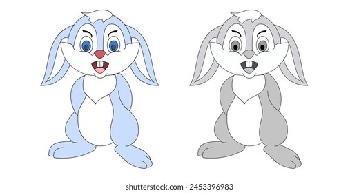 Rabbit toy. Fluffy bunny. Vector illustration