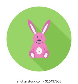 Rabbit toy icon. Flat vector related icon with long shadow for web and mobile applications. It can be used as - logo, pictogram, icon, infographic element. Vector Illustration.