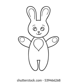 Rabbit toy icon in outline style isolated on white background. Baby born symbol stock vector illustration.