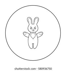 Rabbit toy icon in outline style isolated on white background. Baby born symbol stock vector illustration.