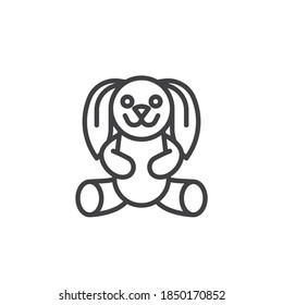 Rabbit toy line icon. linear style sign for mobile concept and web design. Bunny toy outline vector icon. Symbol, logo illustration. Vector graphics