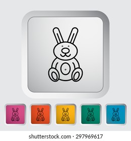 Rabbit toy thin line flat vector related icon set for web and mobile applications. It can be used as - logo, pictogram, icon, infographic element. Vector Illustration. 