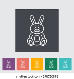 Rabbit toy thin line flat vector related icon set for web and mobile applications. It can be used as - logo, pictogram, icon, infographic element. Vector Illustration. 