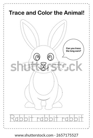 Rabbit trace and coloring sheet for kids vector