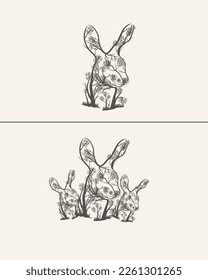 Rabbit Tree Canvas Art Print, rabbit tree, rabbit tree decoration,