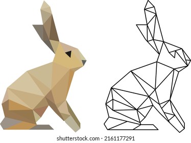 rabbit from triangles geometric logo