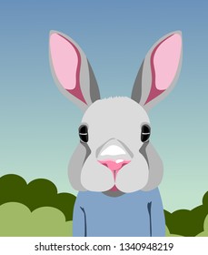 Rabbit in T-Shirt Vector Art