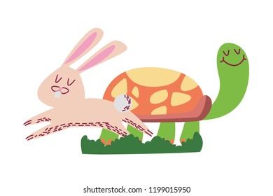 Rabbit and turtle cartoon